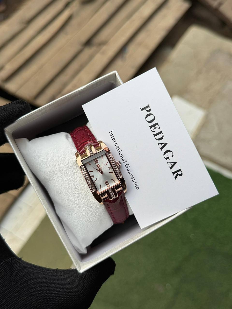 female wrist watch brown leather