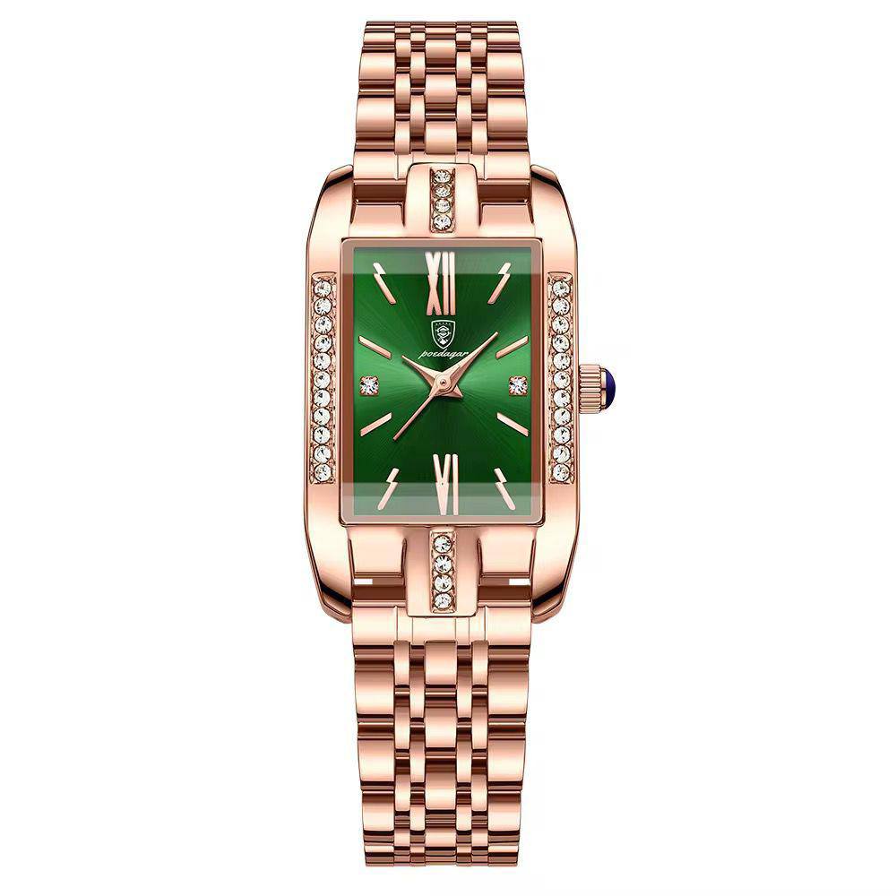 female wrist watch green face