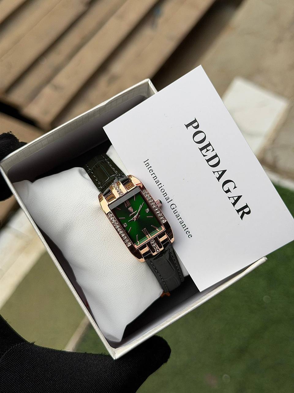 female wrist watch leather with stone