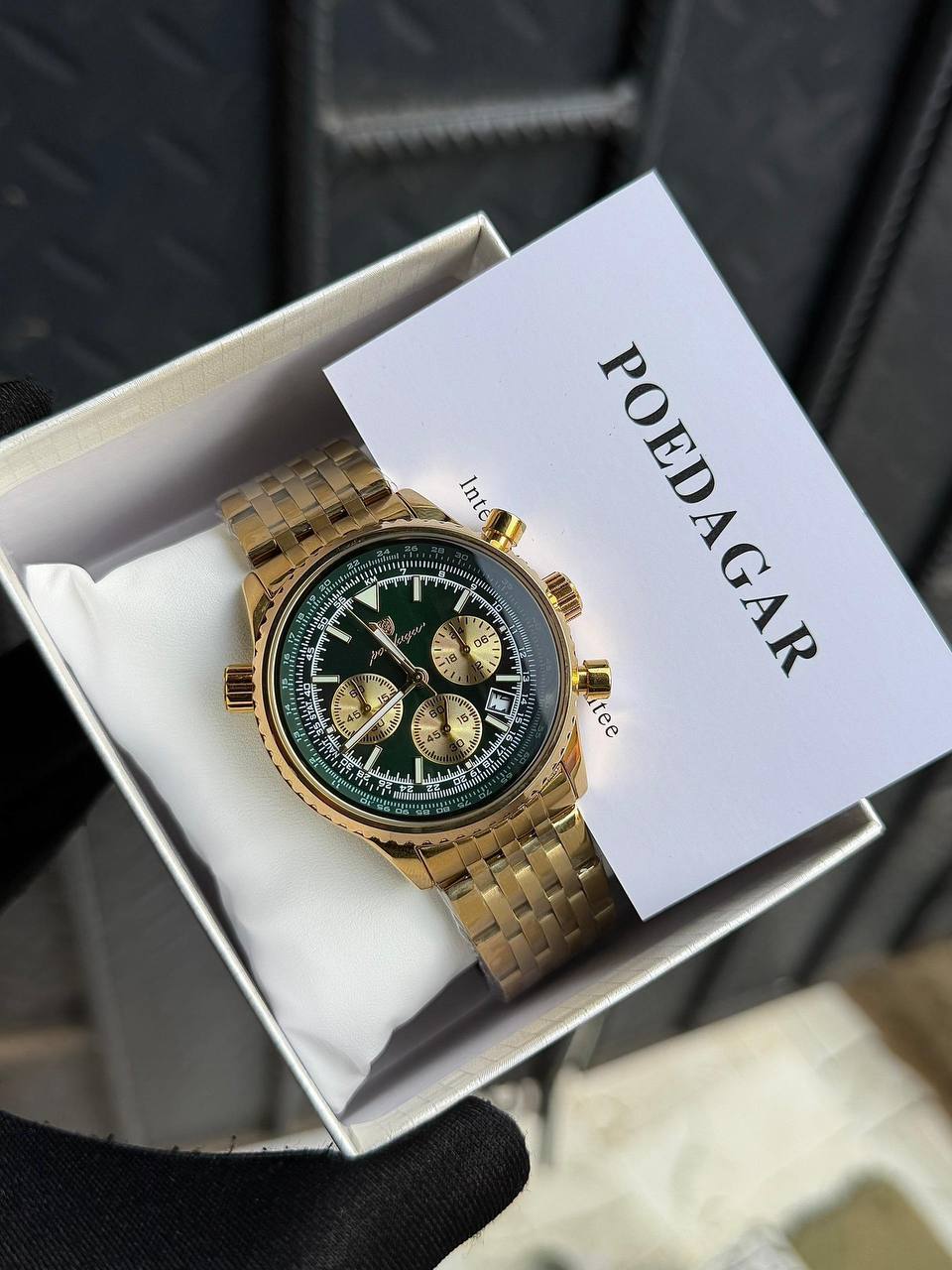 gold black face wrist watch